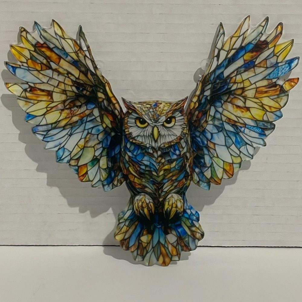 Suncatcher Acrylic Flying Owl Bird New Valentines Day Gift 8”